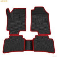 Коврики салона 3D EVA ромб резиновые для Hyundai Solaris (2017-2022) с красным кантом № 9220050204