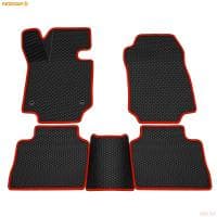 Коврики салона 3D EVA ромб резиновые для Toyota RAV4 (2019-2025) с красным кантом № 9234035304