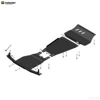 Защита картера, КПП и раздаточной коробки для Mitsubishi Pajero Sport (2016-2025) № 11339