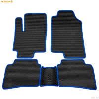 Коврики салона Rezkon EVA cоты резиновые для Kia Rio (2017-2023) с синим кантом № 9121020303