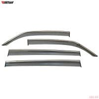 Дефлекторы боковых окон для Mitsubishi Pajero 4 (2006-2016) с нержавеющим молдингом № AWI-WV-14