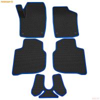 Коврики салона 3D EVA Ромб резиновые для Volkswagen Polo (2020-2025) с синим кантом № 9235020203