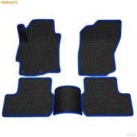 Коврики салона 3D EVA Ромб резиновые для Mitsubishi Lancer 10 (2007-2015) с синим кантом № 9224010203