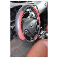 Оплетка (чехол) на руль из кожзаменителя, цвет черный красный, серия NR 1603 № NR160314