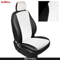 Чехлы из экокожи Ромб для Mazda 3 (2004-2013) белые № 92268