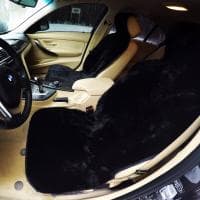 Комплект накидок на сиденья меховые из овчины цвет черный