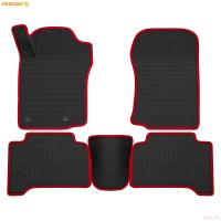 Коврики салона 3D EVA Ромб резиновые для Toyota Land Cruiser Prado 150 (2009-2017) с красным кантом № 9234030204