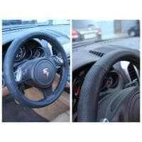 Оплетка (чехол) на руль из натуральной кожи   кожзаменитель, цвет черный, серия 13 NR 1221  № 13NR1221113