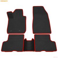 Коврики салона 3D EVA Ромб резиновые для Renault Duster 4x4 (2015-2020) с красным кантом № 9229005104