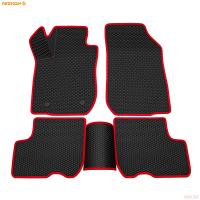 Коврики салона 3D EVA Ромб резиновые для Lada (ВАЗ) Largus (2012-2021) 5-ти местный, с красным кантом № 9239020104