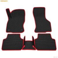 Коврики салона 3D EVA Ромб резиновые для Volkswagen Jetta (2020-2025) с красным кантом № 9235010304