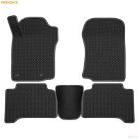 Коврики салона 3D EVA Ромб резиновые для Toyota Land Cruiser Prado 150 (2009-2017) с серым кантом № 9234030202