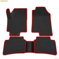 Коврики салона 3D EVA Ромб резиновые для Kia Rio (2017-2023) с красным кантом № 9221020304