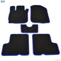 Коврики салона резиновые EVA для Nissan Terrano (2016-2022) соты с синим кантом № EVAS.0486.03