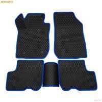 Коврики салона 3D EVA ромб резиновые для Lada (ВАЗ) Largus (2012-2025) 5 мест с синим кантом № 9239020103