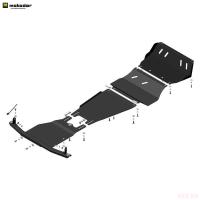 Защита картера, КПП, радиатора, переднего дифференциала и раздаточной коробки для Mitsubishi Pajero Sport (2016-2025) № 31336