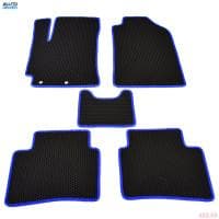 Коврики салона резиновые EVA для Hyundai Solaris (2017-2022) соты с синим кантом № EVAS.0273.03