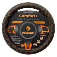 Оплетка для руля каркасная, размер М (37-39см.) «стандарт» экокожа перфорированная (черный) оранжевый ромб мини