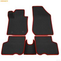 Коврики салона 3D EVA ромб резиновые для Lada (ВАЗ) Largus (2021-2025) 5-ти местный с красным кантом № 9239020204