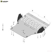 Защита картера и КПП для Volkswagen Transporter T5 (2003-2015) (вместо пыльника) № 32723