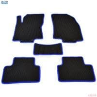 Коврики салона резиновые EVA для Nissan Qashqai (2015-2021) (Российская сборка) соты с синим кантом № EVAS.0478.03