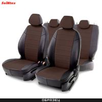 Чехлы из экокожи для Subaru Forester (2013-2018) коричневые № 98715