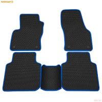 Коврики салона Rezkon EVA cоты резиновые для Skoda Kodiaq (2017-2024) с синим кантом № 9030030103