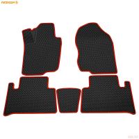 Коврики салона 3D EVA ромб резиновые для Toyota RAV4 (2006-2012) с красным кантом № 9234035104