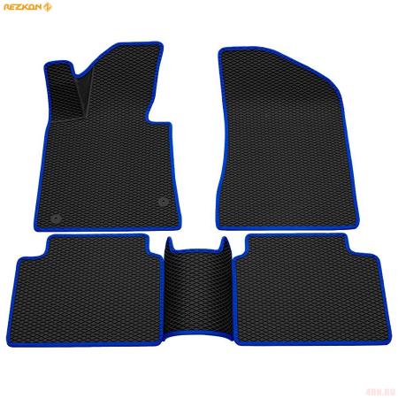Коврики салона 3D EVA Ромб резиновые для Kia K5 (2020-2025) с синим кантом № 9221065103