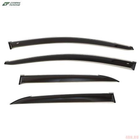 Дефлекторы окон для Kia Picanto 5дв. (2017-2021) с хромированным молдингом № K14917CR