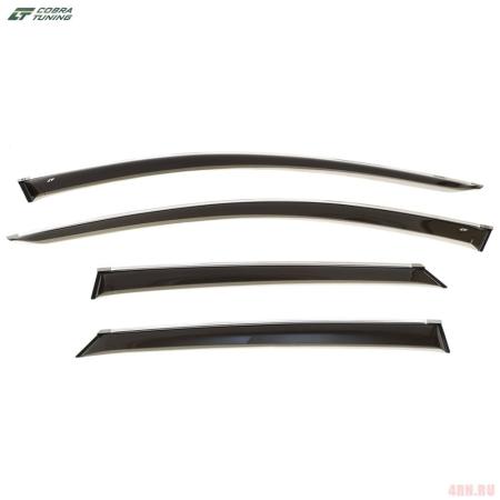 Дефлекторы окон для Kia K5 (2020-2025) с хромированным молдингом № K16220CR