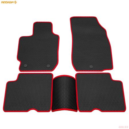 Коврики салона Rezkon EVA резиновые для Nissan Almera (2013-2018) с красным кантом № 9025005204