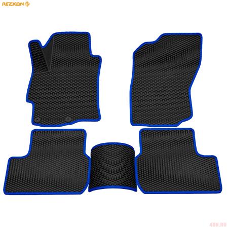 Коврики салона 3D EVA Ромб резиновые для Mitsubishi Lancer 10 (2007-2015) с синим кантом № 9224010203