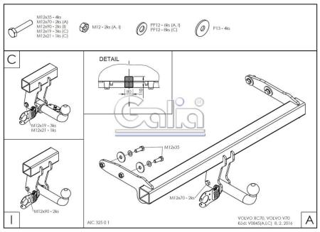 Фаркоп Galia для быстросъемный Volvo XC70 (2007-2013) № V084C