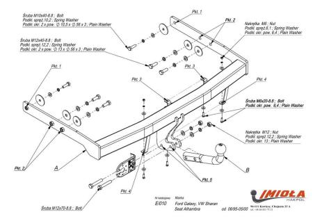 Фаркоп Imiola для Seat Alhambra (1995-2000) № E.010