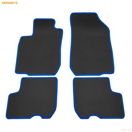 Коврики салона EVA соты резиновые для Lada (ВАЗ) Largus (2012-2021) 5-ти местный с синим кантом № 9139020103
