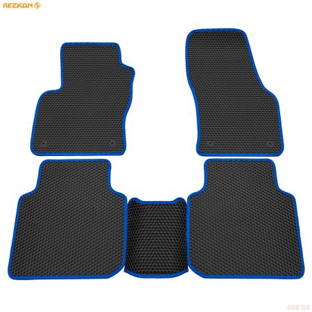 Коврики салона EVA соты резиновые для Skoda Kodiaq (2017-2024) с синим кантом № 9130030103