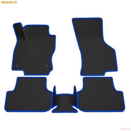 Коврики салона 3D EVA ромб резиновые для Volkswagen Golf 7 (2013-2019) с синим кантом № 9235005203