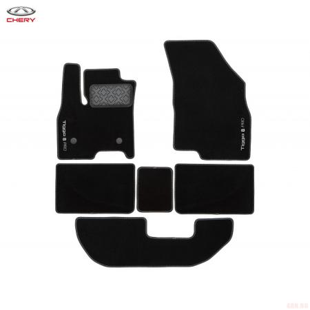 Коврики салона текстильные оригинальные Premium с двоной прострочкой для Chery Tiggo 8 Pro (2021-2025) 6 шт. № CHERY0223