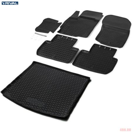 Комплект ковриков салона и багажника для Mitsubishi Outlander багажник с органайзером (2012-2022) № K14002002-3