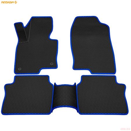 Коврики салона 3D EVA Ромб резиновые для Mazda CX-5 (2017-2025) с синим кантом № 9223020203
