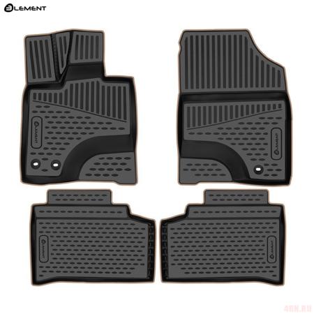 Коврики салона 3D для Changan UNI-K (2020-2025) с бежевым кантом № KANT.ELEM3DA67032210k.bg