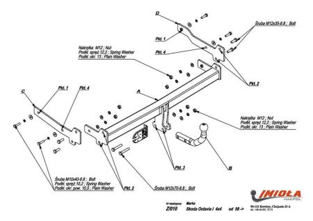 Фаркоп Imiola для Skoda Octavia (1998-2004) № Z.010