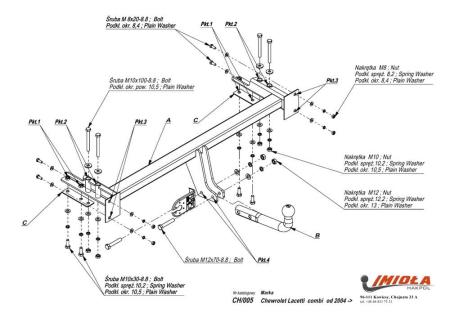 Фаркоп Imiola для Chevrolet Lacetti универсал (2004-2013) № CH.005