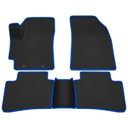 Коврики салона 3D Eva ромб резиновые для Hyundai Creta (2021-2025) с синим кантом № 9220065203