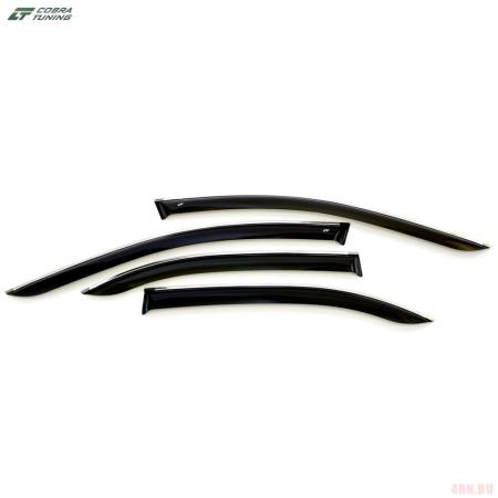 Дефлекторы окон для Volkswagen Polo (2020-2025) с хромированным молдингом № V26920CR