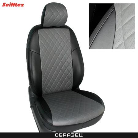 Чехлы из экокожи Ромб для Hyundai Creta (2016-2020) 40/60 серые № 88915