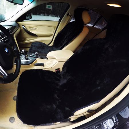 Комплект накидок на сиденья меховые из овчины цвет черный