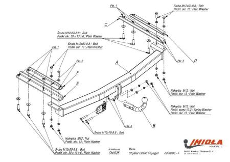 Фаркоп Imiola для Chrysler Grand Voyager (вкл. STOWn GO) (2008-2016) № CH.025