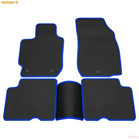 Коврики салона Rezkon EVA резиновые для Nissan Almera (2013-2018) с синим кантом № 9025005203
